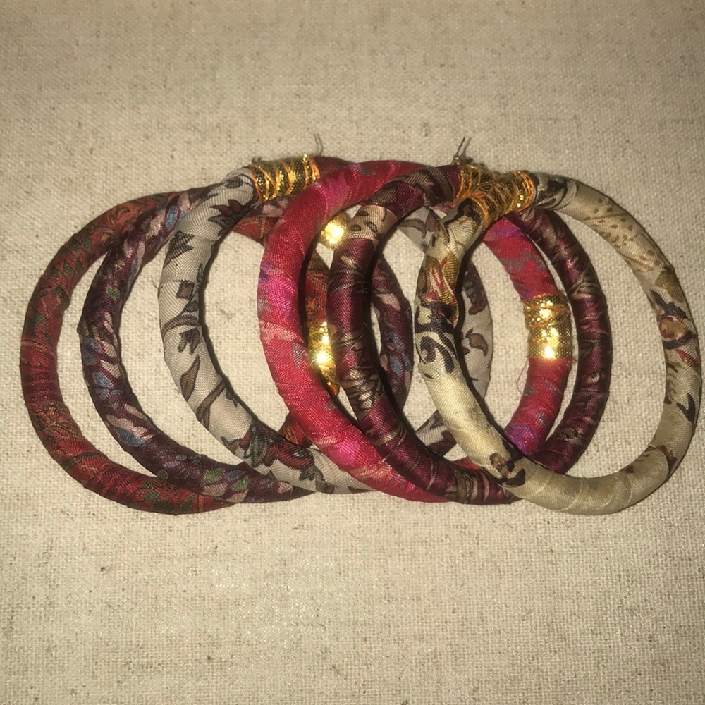 Six Woven Bangle Bracelets
